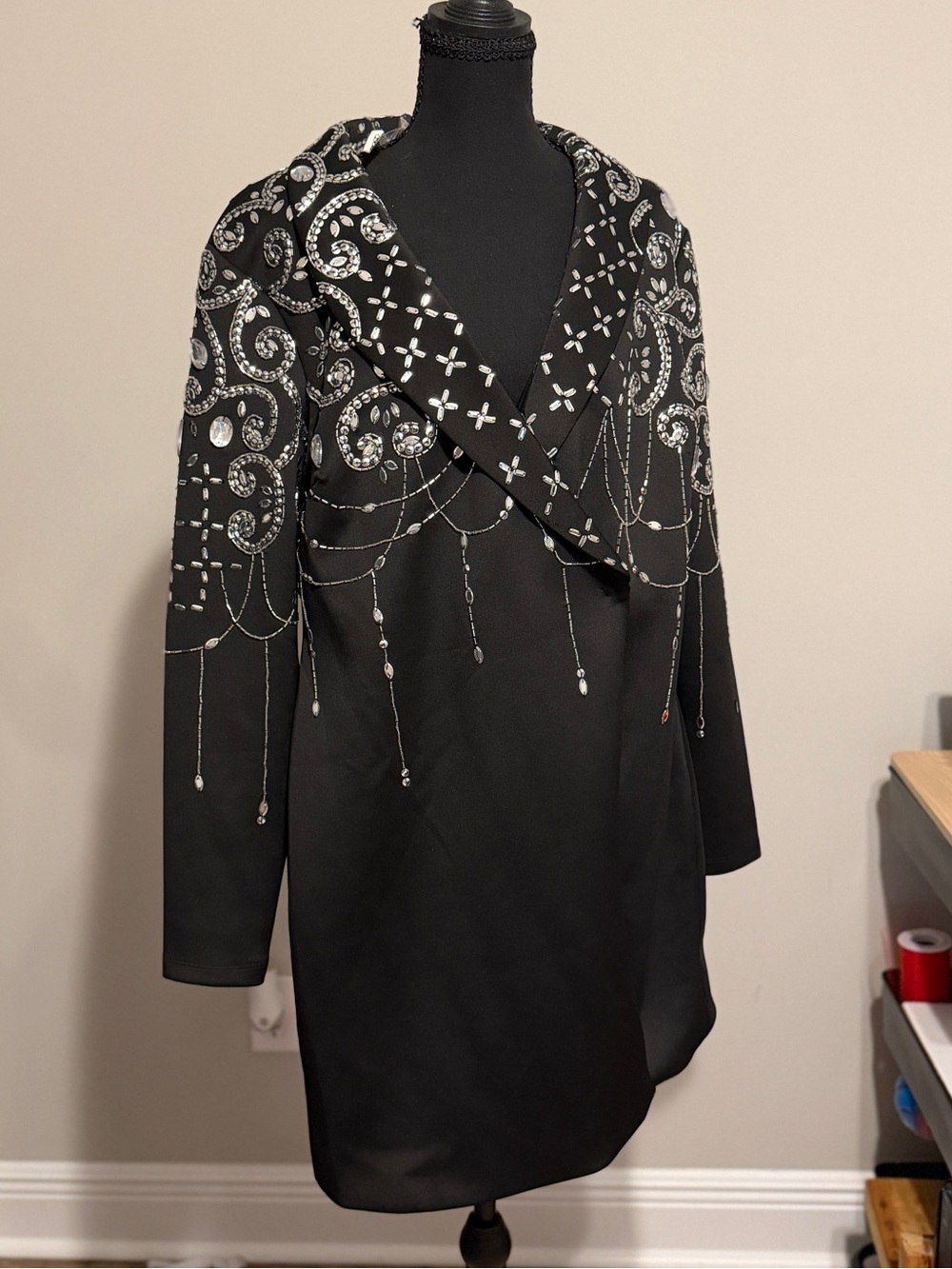 Embellished Black Blazer Dress
